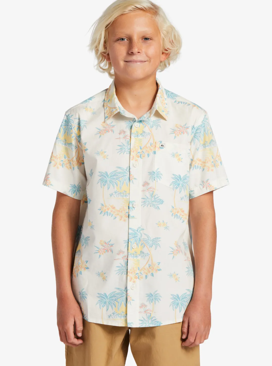 Boys Quiksilver Shirts|Boy'S 8-16 Palm Spritz Short Sleeve Woven Shirt