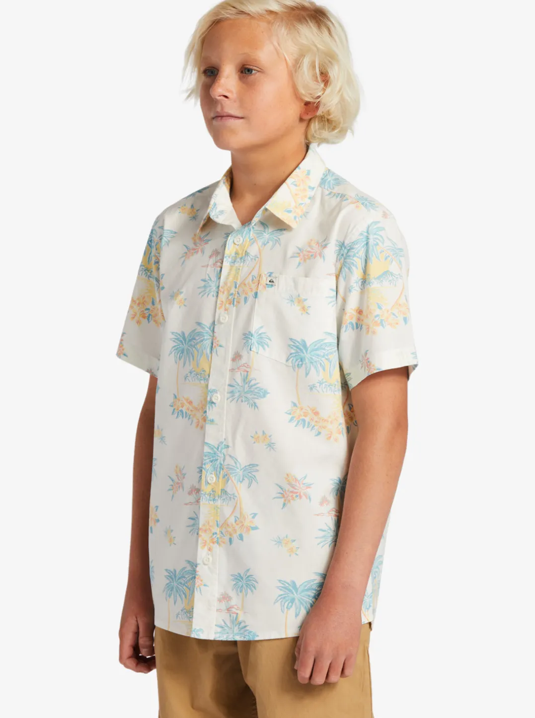 Boys Quiksilver Shirts|Boy'S 8-16 Palm Spritz Short Sleeve Woven Shirt