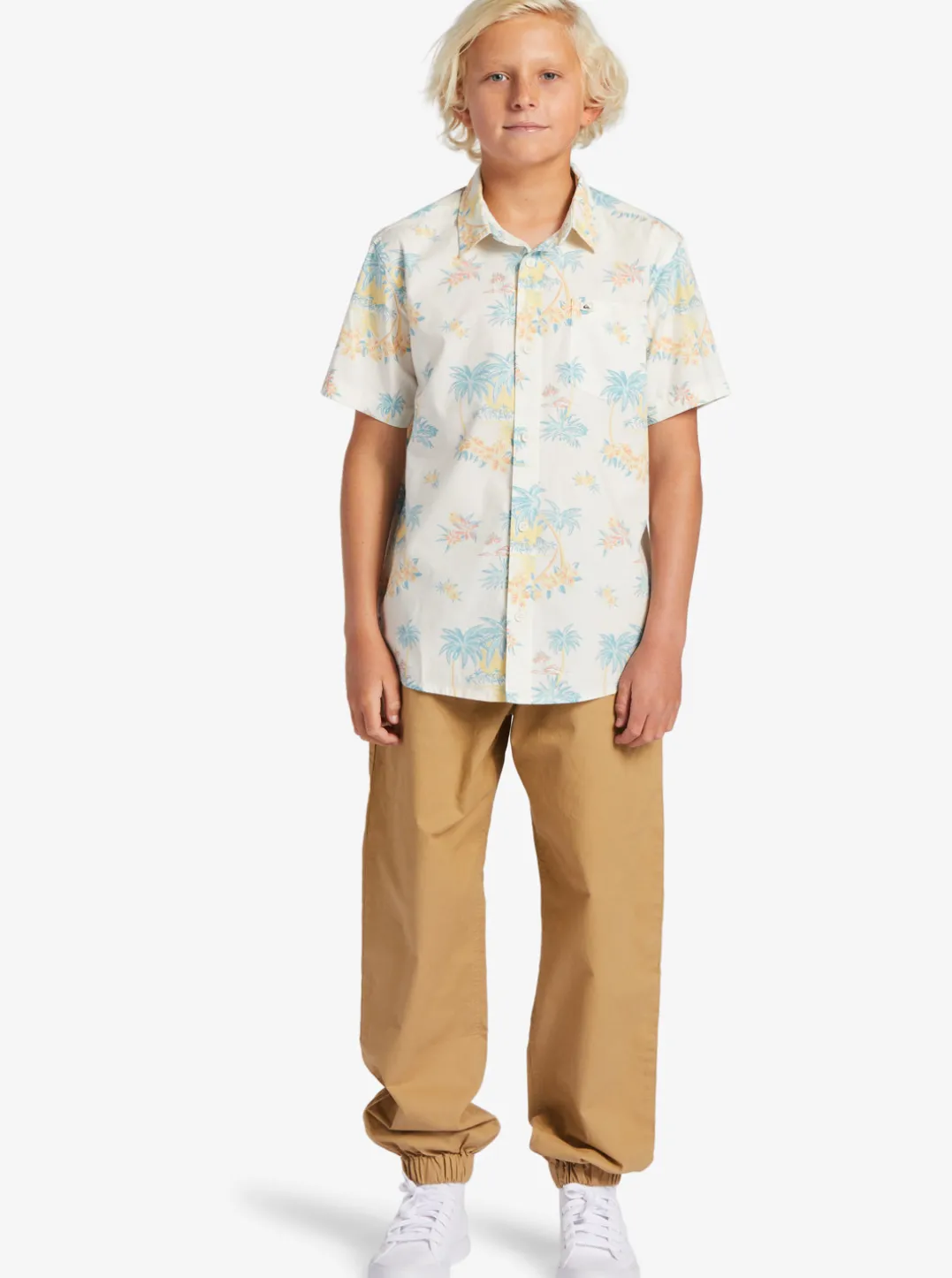 Boys Quiksilver Shirts|Boy'S 8-16 Palm Spritz Short Sleeve Woven Shirt