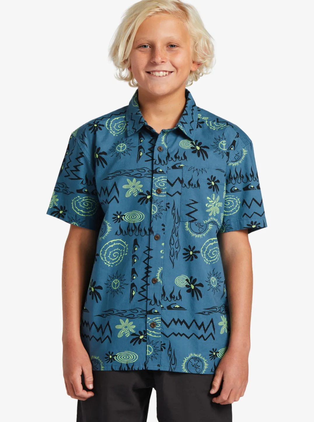 Boys Quiksilver Shirts|Boy'S 8-16 Radical Times Short Sleeve Woven Shirt