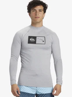 Mens Quiksilver Rashguards|Hawaii Double Down Upf 50 Long Sleeve Surf Tee