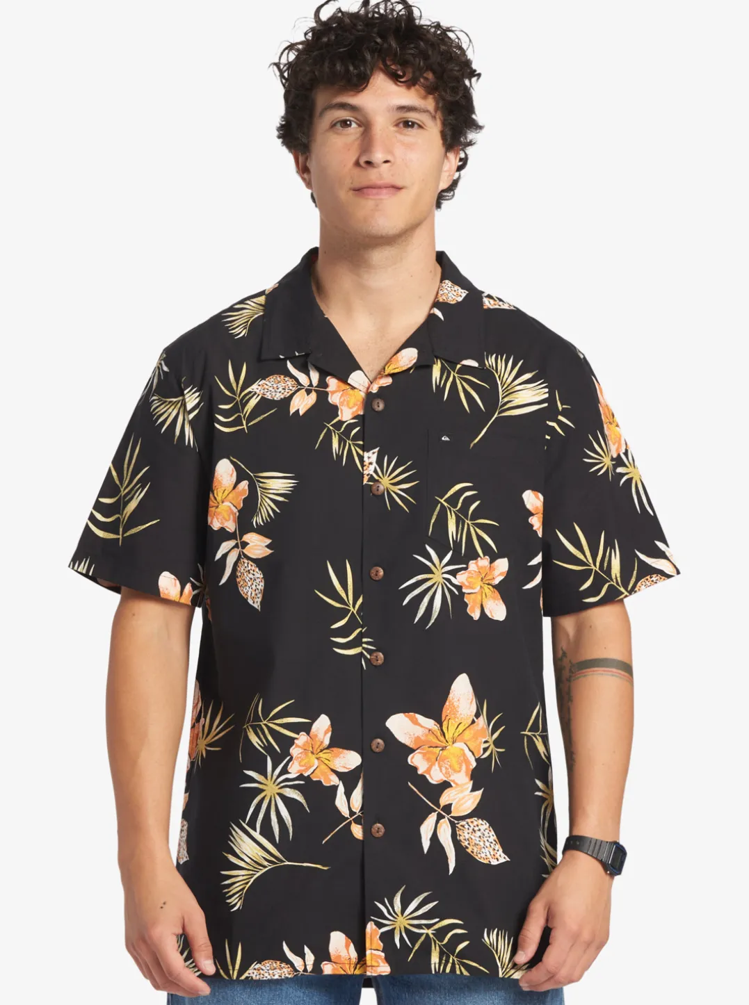 Mens Quiksilver Shirts & Polos|Tropical Floral Short Sleeve Woven Shirt