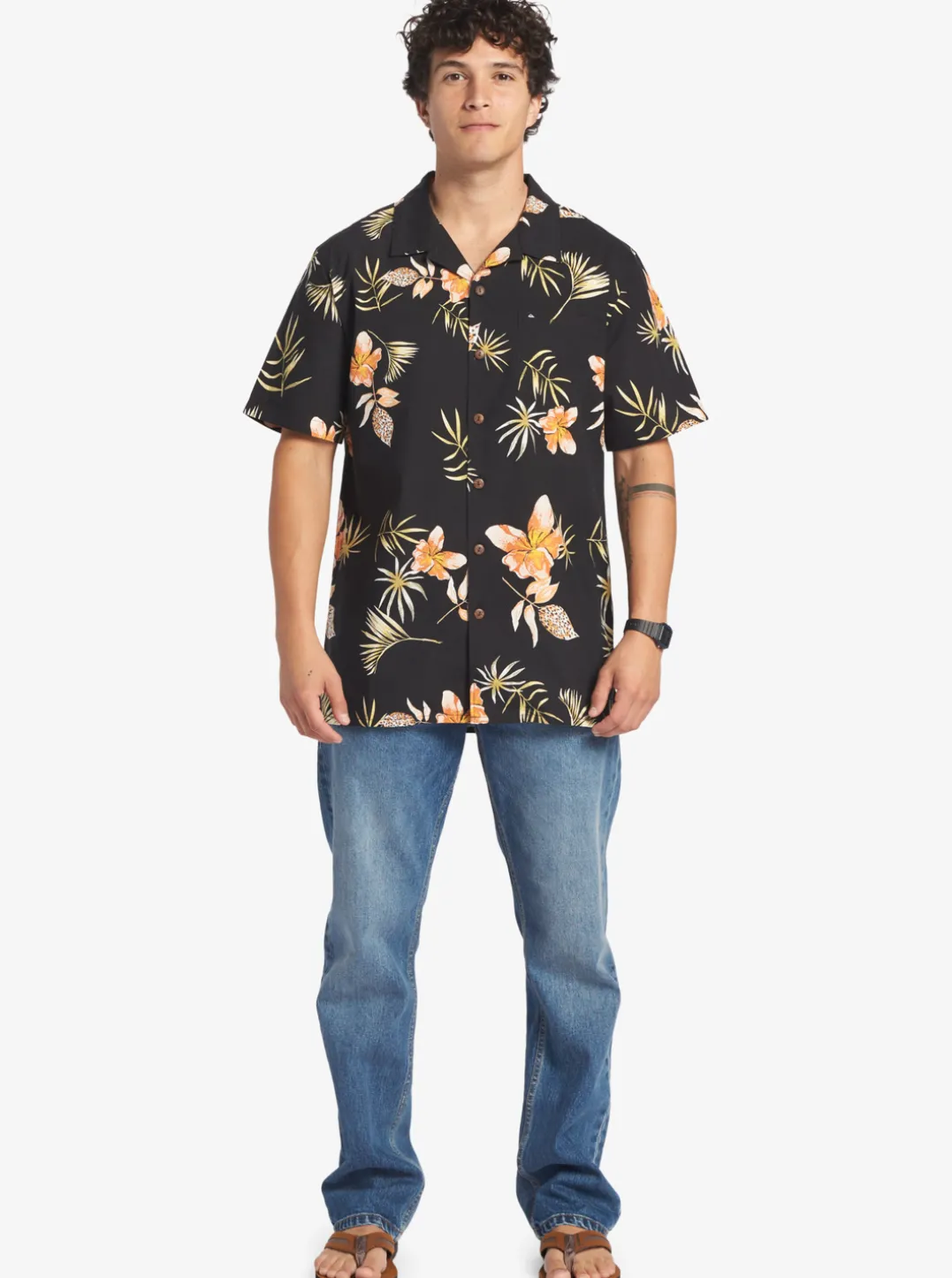 Mens Quiksilver Shirts & Polos|Tropical Floral Short Sleeve Woven Shirt